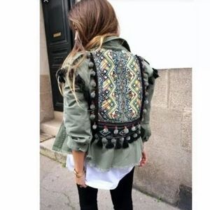 COPY - Zara Women Embroidered Pom Pom Parka